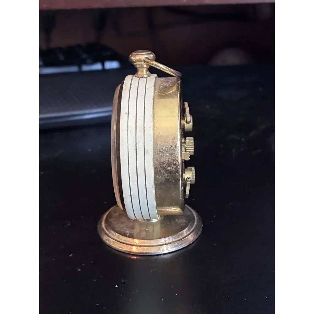 Vintage Westclox Fashionette Travel Alarm Clock Gold Tone Ornate Arms
